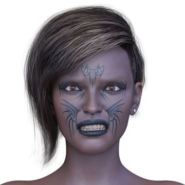 Bir kadının yüzünün 3 boyutlu görüntüsü.