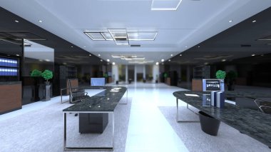 Oturma odasının gece görüşlü 3D görüntüsü