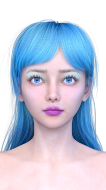 Bir kadının yüzünün 3 boyutlu görüntüsü.