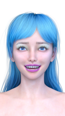 Bir kadının yüzünün 3 boyutlu görüntüsü.