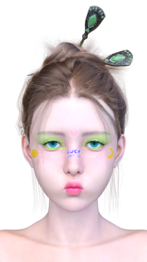 Bir kadının yüzünün 3 boyutlu görüntüsü.