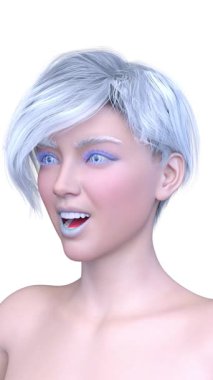 Bir kadının yüzünün 3 boyutlu görüntüsü.