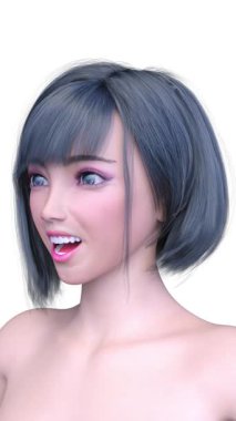 Bir kadının yüzünün 3 boyutlu görüntüsü.