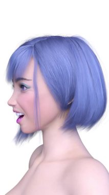 Bir kadının yüzünün 3 boyutlu görüntüsü.