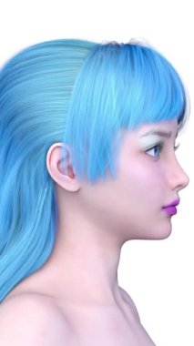 Bir kadının yüzünün 3 boyutlu görüntüsü.