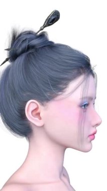 Bir kadının yüzünün 3 boyutlu görüntüsü.