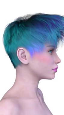 Bir kadının yüzünün 3 boyutlu görüntüsü.