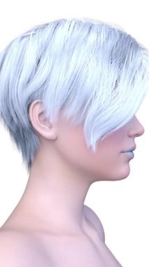 Bir kadının yüzünün 3 boyutlu görüntüsü.