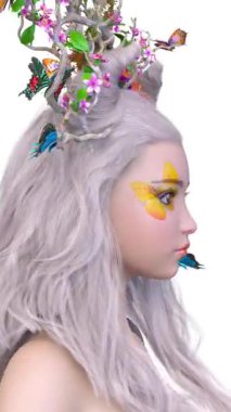 Saç çiçeği sanatındaki bir kadının 3 boyutlu görüntüsü