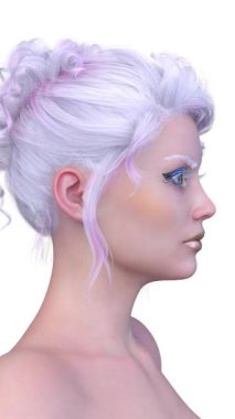 Bir kadının yüzünün 3 boyutlu görüntüsü.