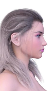 Bir kadının yüzünün 3 boyutlu görüntüsü.