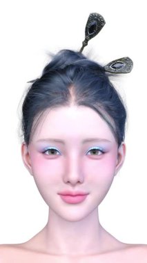 Bir kadının yüzünün 3 boyutlu görüntüsü.