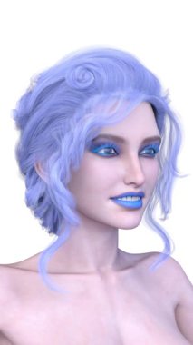 Bir kadının yüzünün 3 boyutlu görüntüsü.