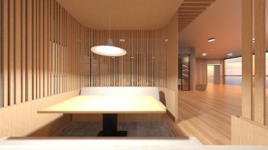 Camla çevrili toplantı odalarının 3 boyutlu canlandırması