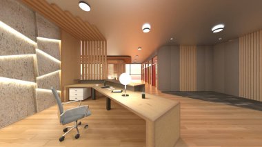 Camla çevrili toplantı odalarının 3 boyutlu canlandırması