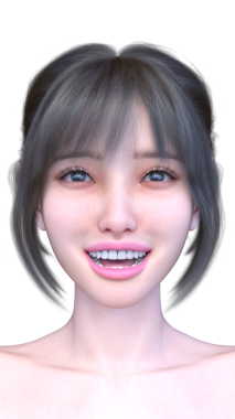 Bir kadının yüzünün 3 boyutlu görüntüsü.