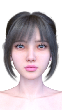 Bir kadının yüzünün 3 boyutlu görüntüsü.