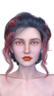 Bir kadının yüzünün 3 boyutlu görüntüsü.