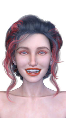 Bir kadının yüzünün 3 boyutlu görüntüsü.