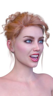 Bir kadının yüzünün 3 boyutlu görüntüsü.