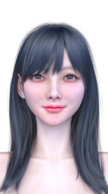 Bir kadının yüzünün 3 boyutlu görüntüsü.