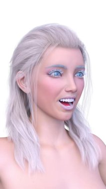 Bir kadının yüzünün 3 boyutlu görüntüsü.