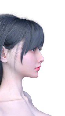 Bir kadının yüzünün 3 boyutlu görüntüsü.