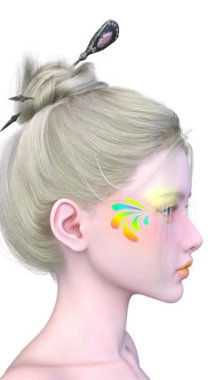 Bir kadının yüzünün 3 boyutlu görüntüsü.