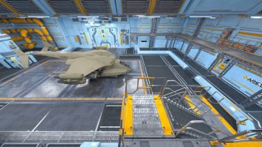 Uzay gemisi hangarının 3D görüntülemesi