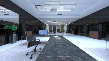 Oturma odasının gece görüşlü 3D görüntüsü