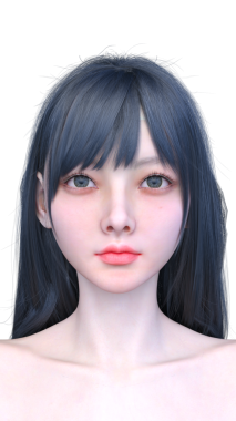 Bir kadının yüzünün 3 boyutlu görüntüsü.