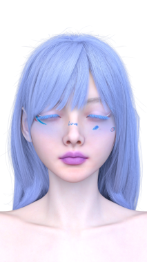 Bir kadının yüzünün 3 boyutlu görüntüsü.