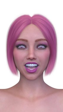 Bir kadının yüzünün 3 boyutlu görüntüsü.