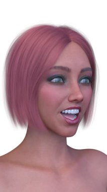 Bir kadının yüzünün 3 boyutlu görüntüsü.