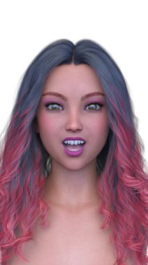 Bir kadının yüzünün 3 boyutlu görüntüsü.