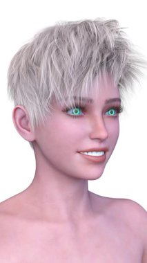 Bir kadının yüzünün 3 boyutlu görüntüsü.