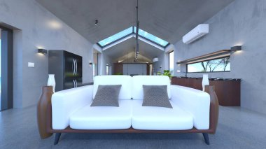 Evin yüzme havuzlu 3D görüntüsü