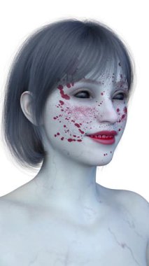 3 boyutlu dişi zombi yüzü.