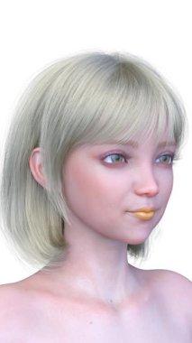 Bir kadının yüzünün 3 boyutlu görüntüsü.