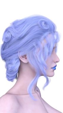 Bir kadının yüzünün 3 boyutlu görüntüsü.