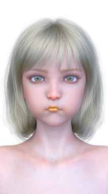 Bir kadının yüzünün 3 boyutlu görüntüsü.