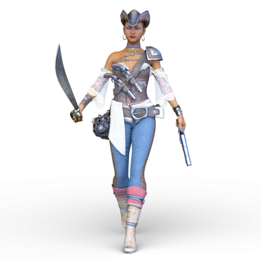 Dişi bir korsanın 3 boyutlu canlandırması