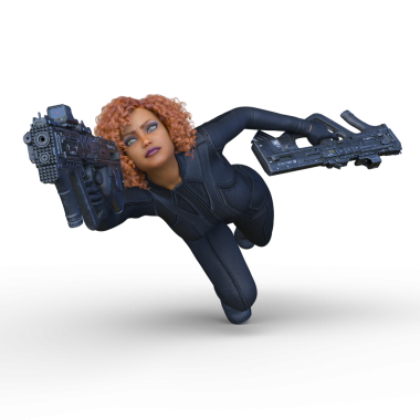 bir kadın savaşçı 3D render