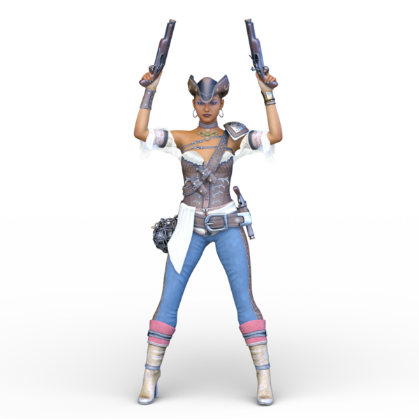 Dişi bir korsanın 3 boyutlu canlandırması