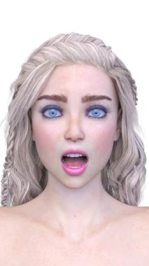 Bir kadının yüzünün 3 boyutlu görüntüsü.