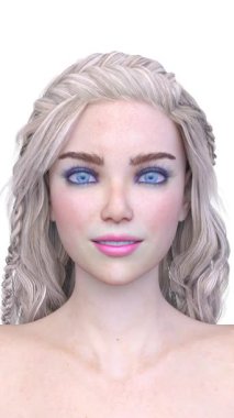 Bir kadının yüzünün 3 boyutlu görüntüsü.