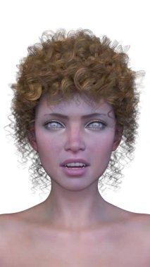 Bir kadının yüzünün 3 boyutlu görüntüsü.