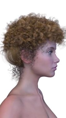 Bir kadının yüzünün 3 boyutlu görüntüsü.