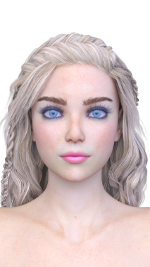 Bir kadının yüzünün 3 boyutlu görüntüsü.