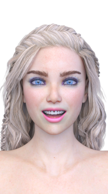 Bir kadının yüzünün 3 boyutlu görüntüsü.